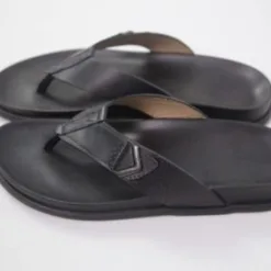 HBC men's flip-flops, black, high-quality cowhide, model T13
