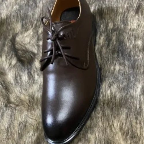 HBC men's office shoes, dark brown, high-quality leather, model T27