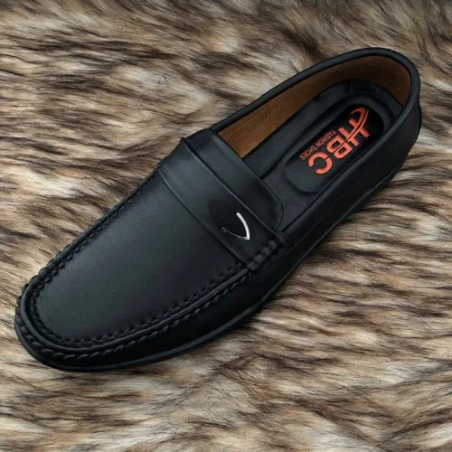 HBC men's loafers, black, high-quality leather, model 109
