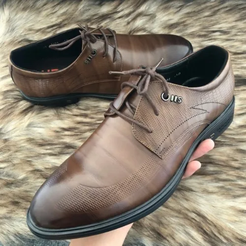 HBC men's office shoes, dark brown, high-quality leather, model 02