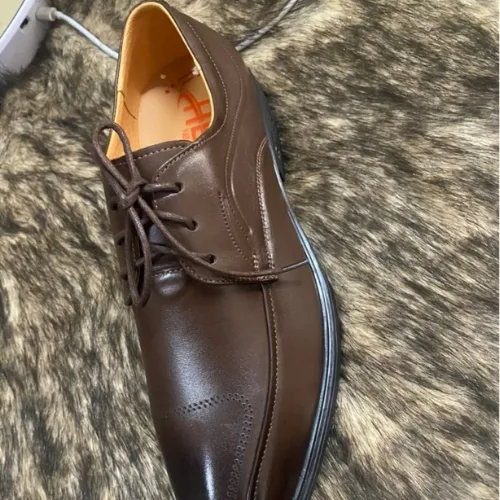 HBC men's office shoes, dark brown, high-quality leather, model H3
