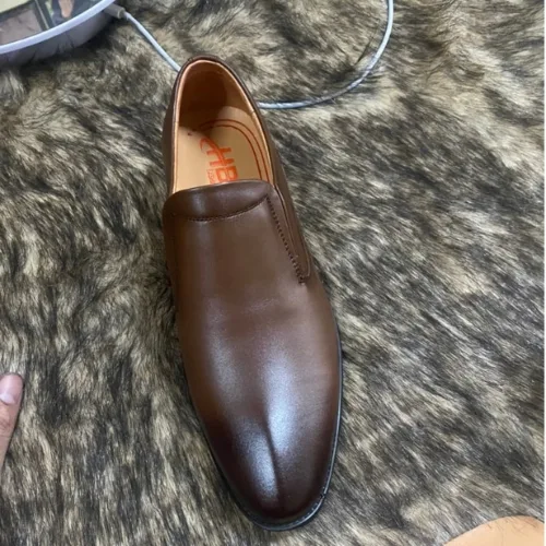 HBC men's office shoes, dark brown, high-quality leather, model H5
