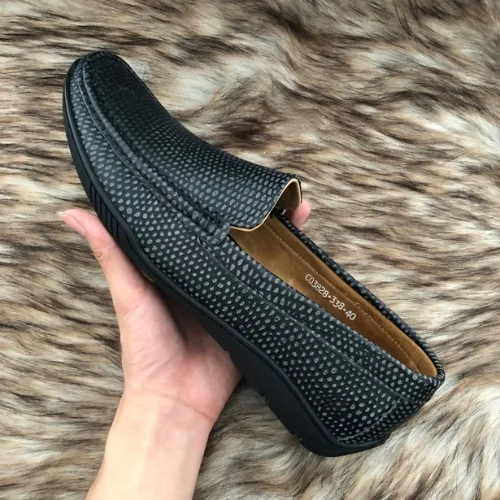 HBC men's loafers, black, high-quality leather, model 104